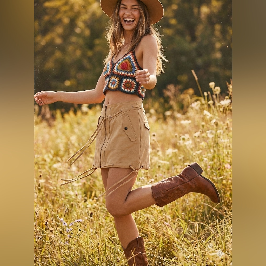We The Free Tan Mini Skirt